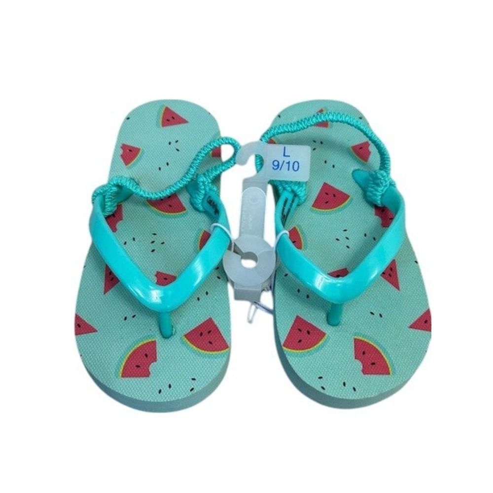 Cat & Jack Watermelon Flip Flops‎ Elastic Heel Strap Sandals Kids Size L 9/10